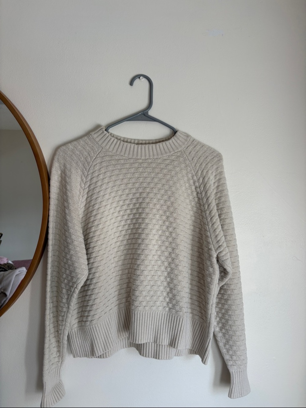 Lululemon Women's Cream Textured Waffle Knit Sweater